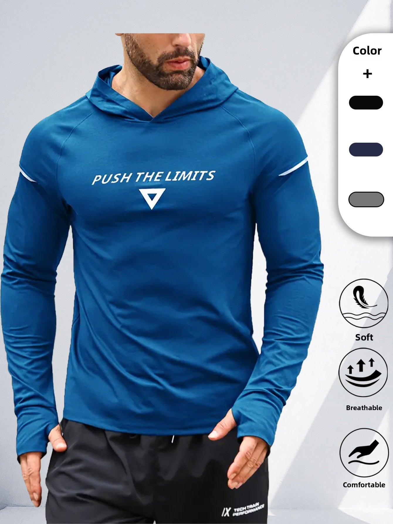 Sporting hooded printed quick-drying long-sleeved shirt