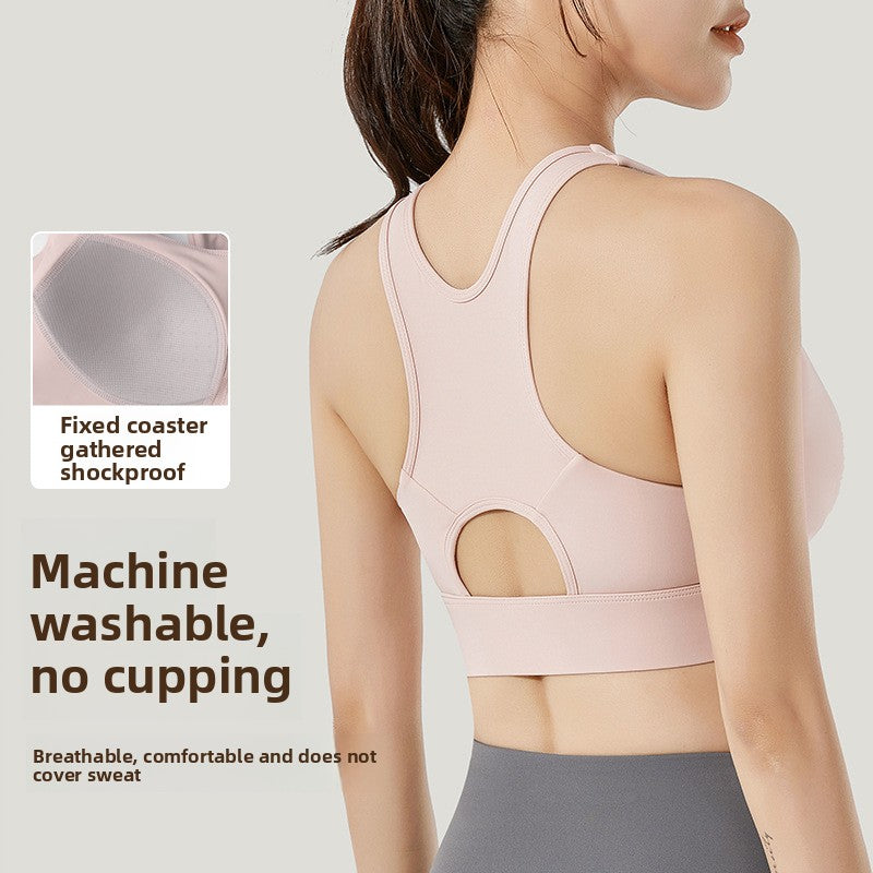 Zipper sports underwear, shockproof fitness yoga vest, bra