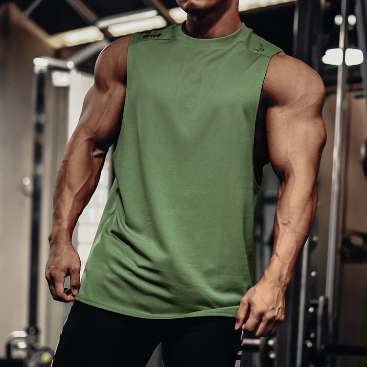 Summer sports undershirt men's loose large size quick-drying mesh undershirt thin sleeveless shoulder tops