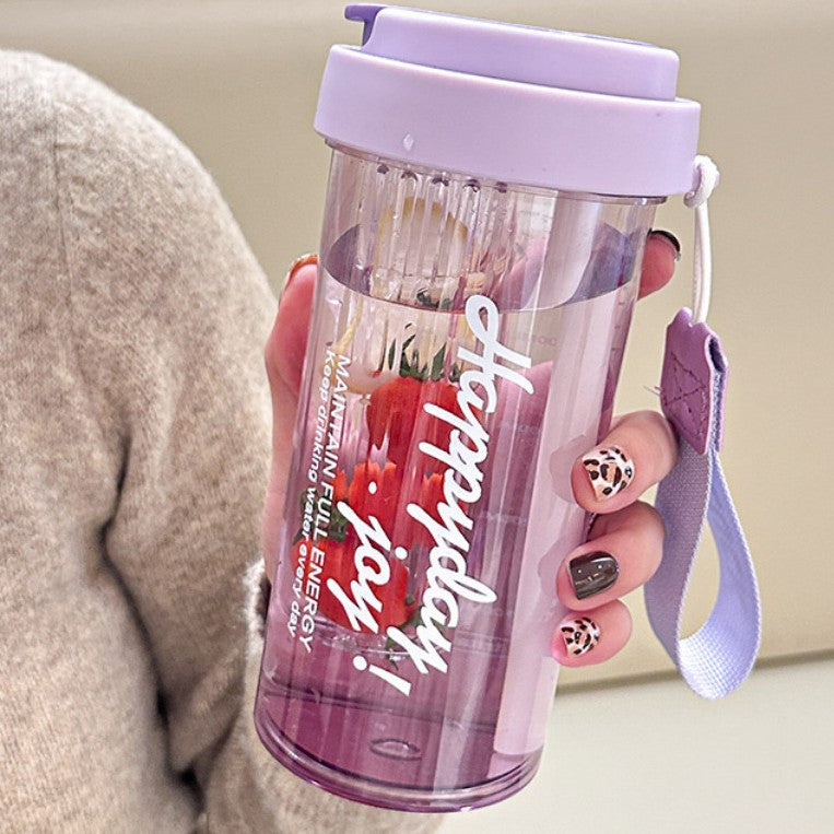 High appearance level plastic straw water bottle pc large-capacity water cup