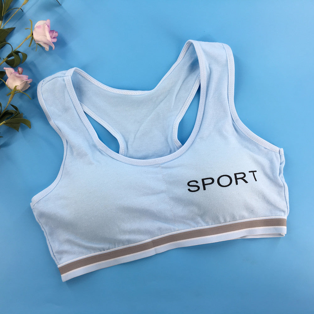 Girls' Developmental Girls' Underwear Size Size Size Middle and Big Kids Student Letters Sports Bra Cotton Non-rimmed Small Vest