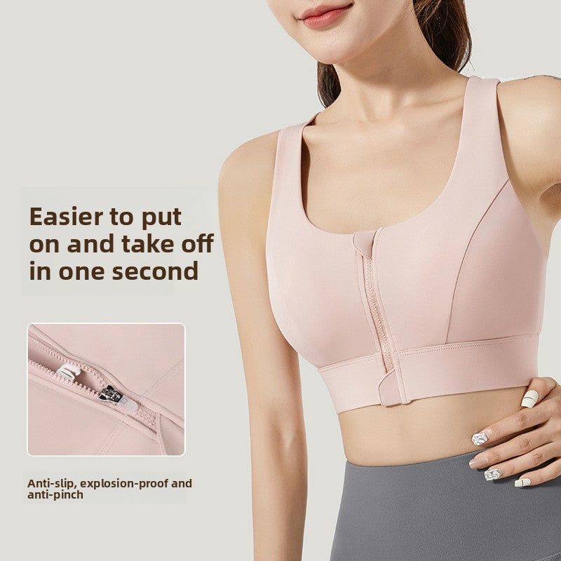 Zipper sports underwear, shockproof fitness yoga vest, bra