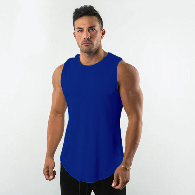 Solid-color sports fitness vest for men