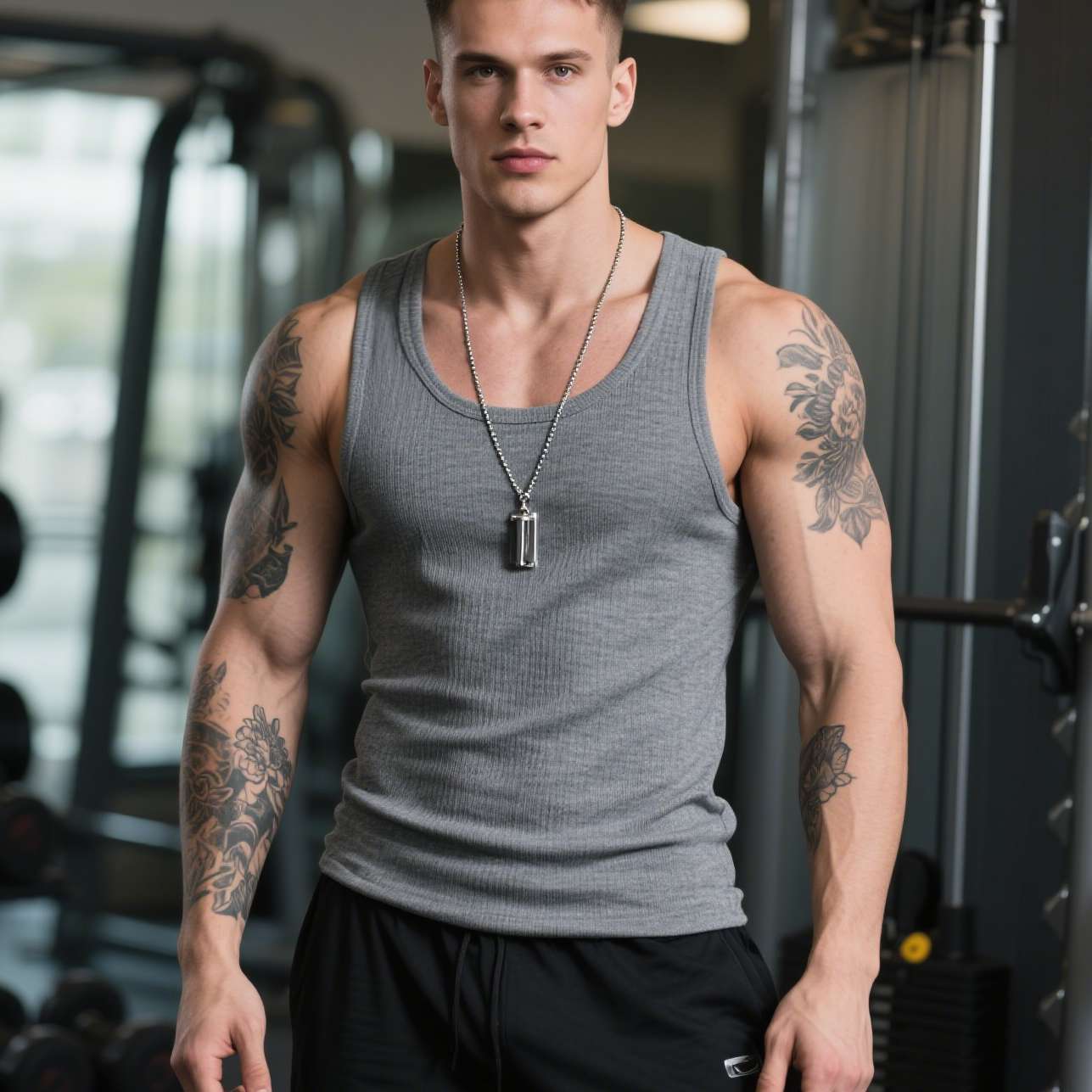 A retro white cotton fitness vest for workwear