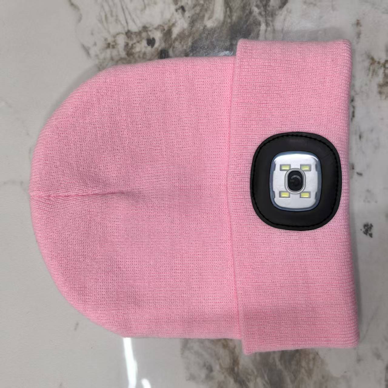 Outdoor sports LED button electronic light knitted hat