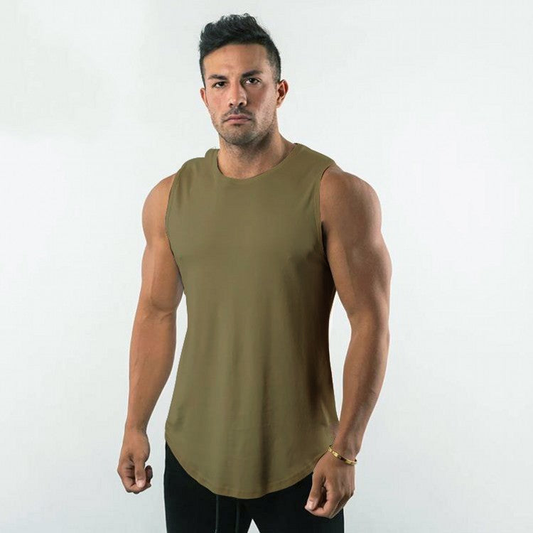 Solid-color sports fitness vest for men