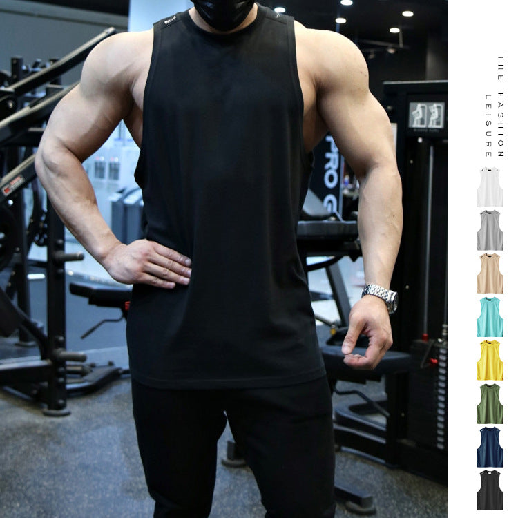 Summer sports undershirt men's loose large size quick-drying mesh undershirt thin sleeveless shoulder tops