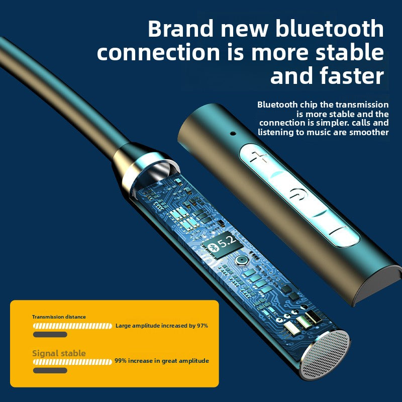 Bluetooth wireless headphones for neck-worn sports use