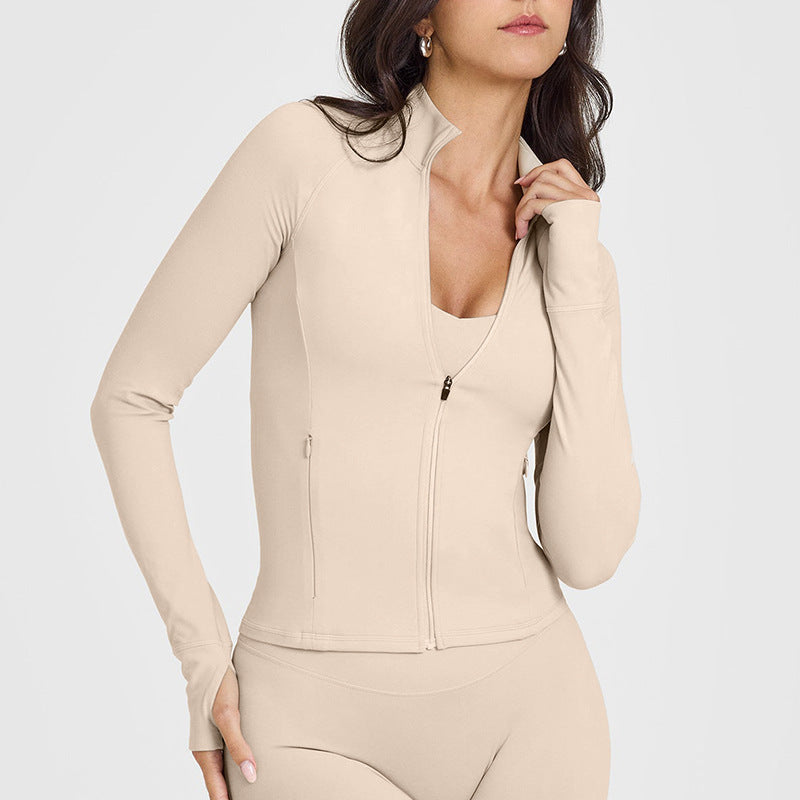 Long-sleeved, zippered jacket, cycling and fitness suit