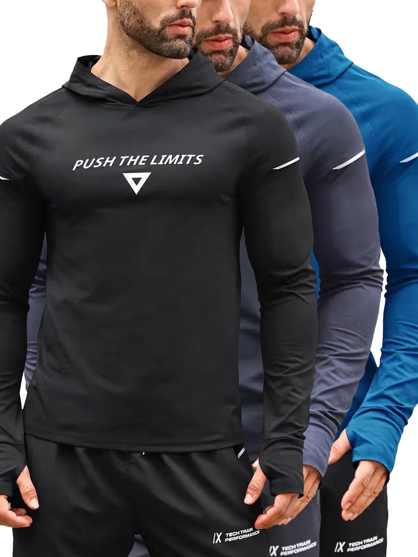 Sporting hooded printed quick-drying long-sleeved shirt