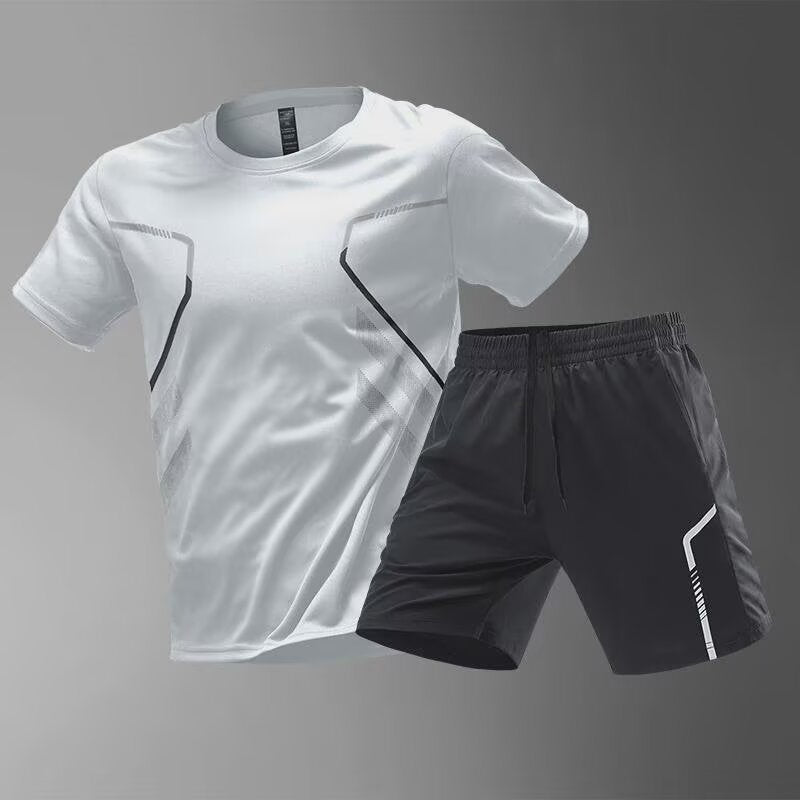 Men's ice silk quick-drying clothes fitness short sleeves and shorts