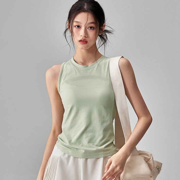 Quick-drying yoga wear, vest, elastic training, sleeveless sports top worn outside