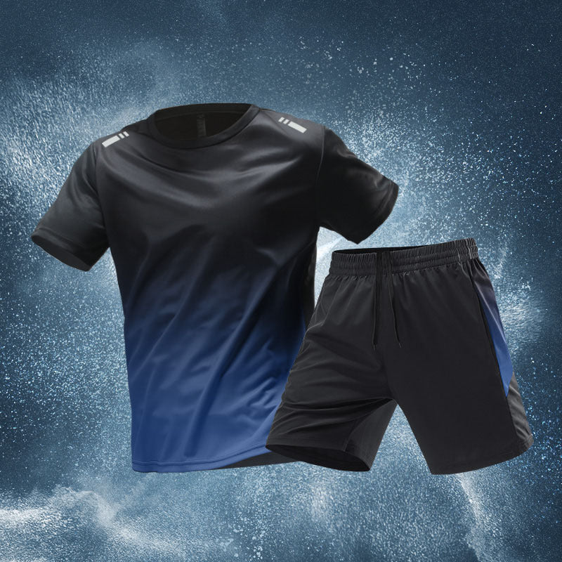 Men's ice silk quick-drying clothes fitness short sleeves and shorts