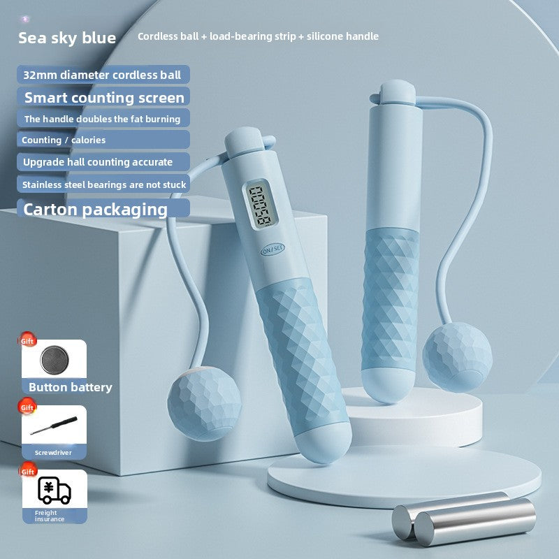 Intelligent electronic counting cordless skipping rope sports equipment