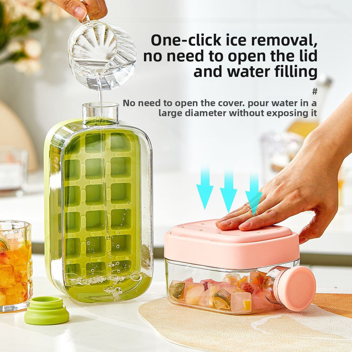 Cool Silicone Ice Tray with Straw - Multi-functional Water Bottle for Outdoor Fitness