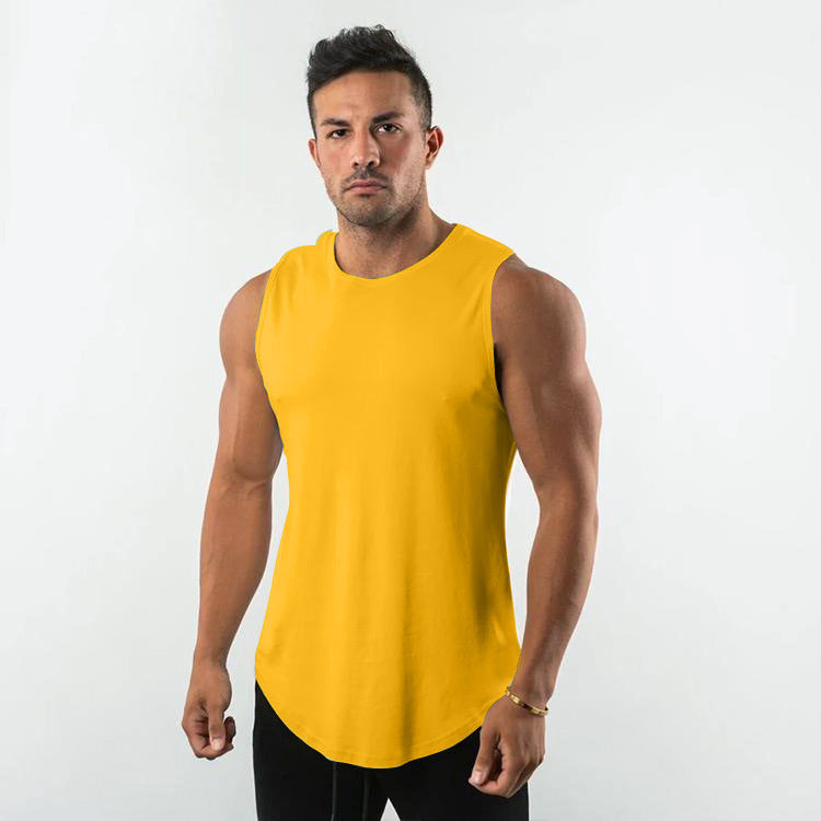 Solid-color sports fitness vest for men