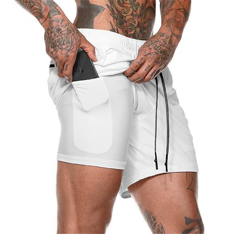 Men's sports double-layer shorts