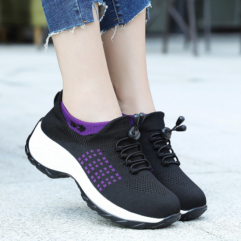 Thick-soled breathable sports shoes