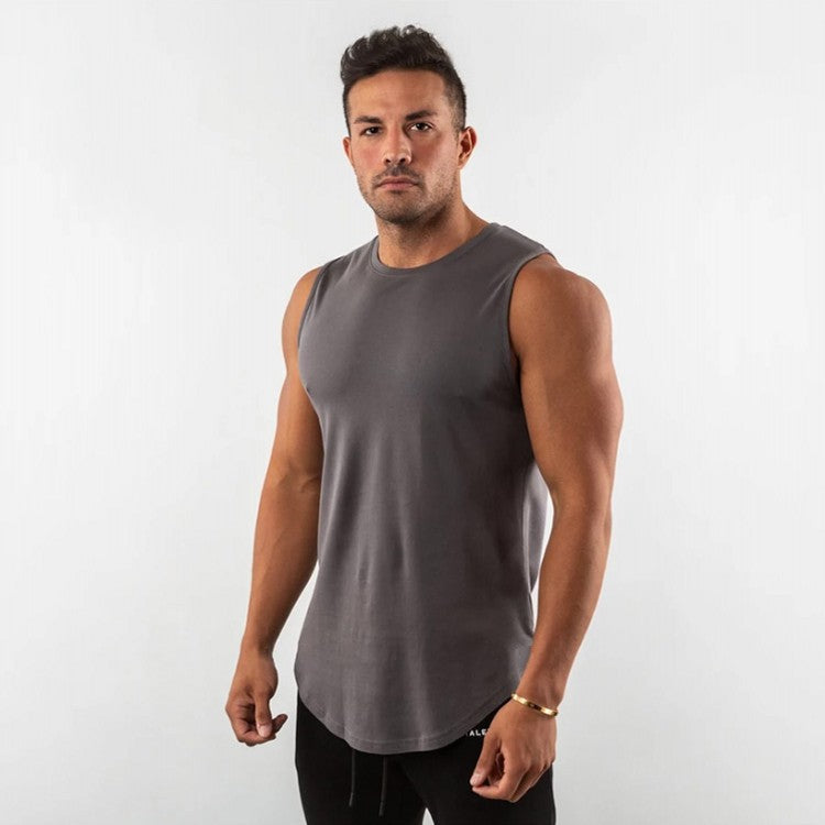 Solid-color sports fitness vest for men