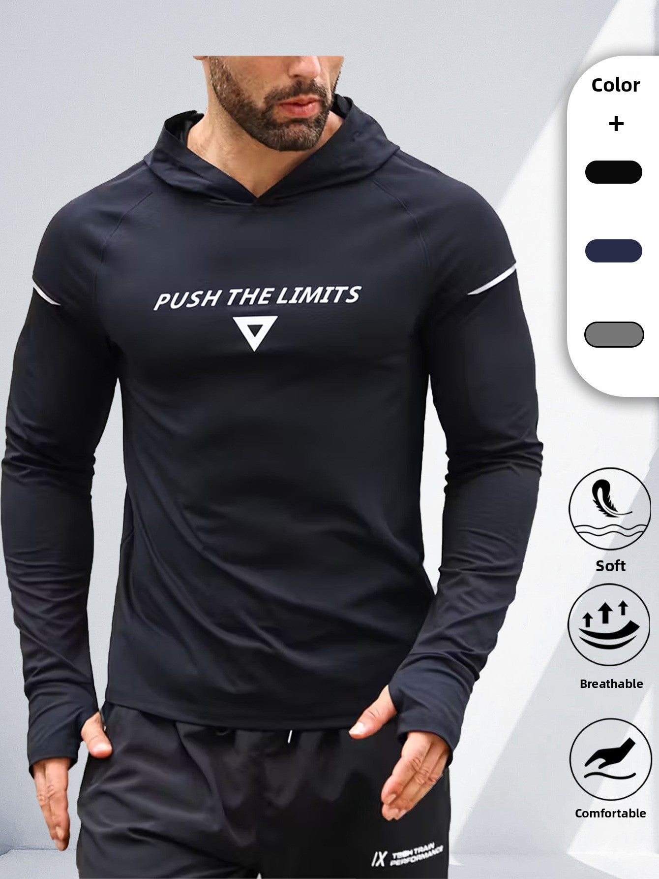 Sporting hooded printed quick-drying long-sleeved shirt