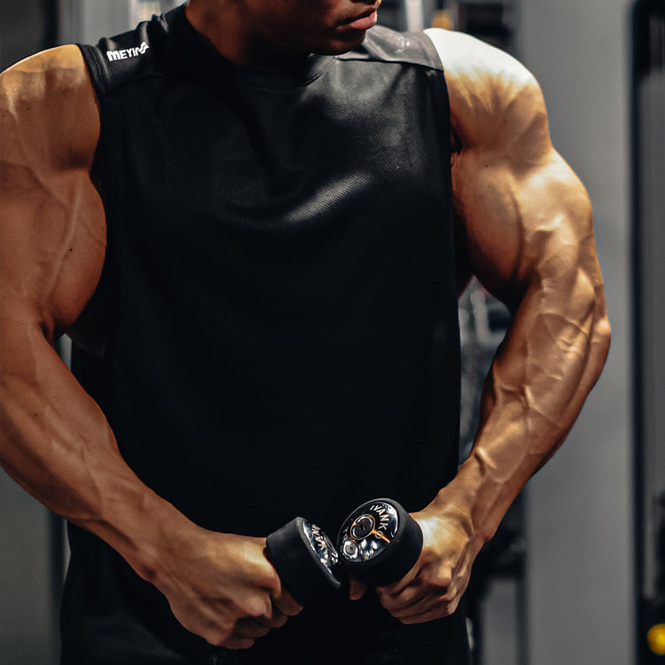 Summer sports undershirt men's loose large size quick-drying mesh undershirt thin sleeveless shoulder tops