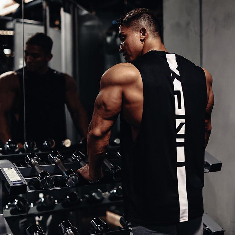 Summer sports undershirt men's loose large size quick-drying mesh undershirt thin sleeveless shoulder tops