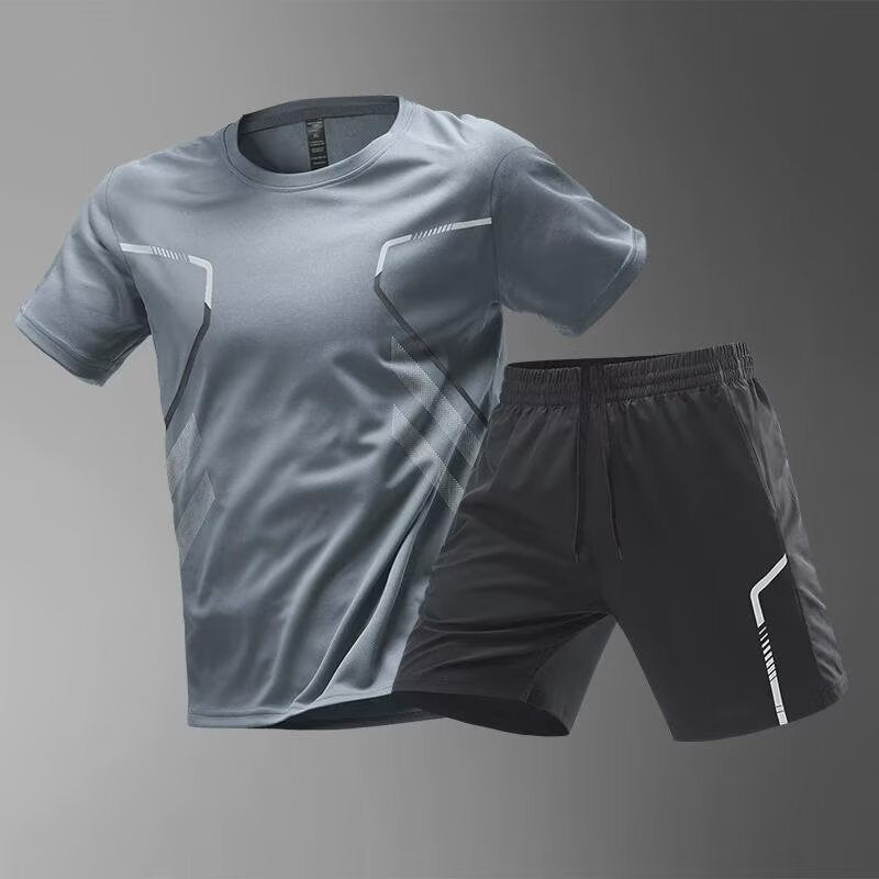 Men's ice silk quick-drying clothes fitness short sleeves and shorts