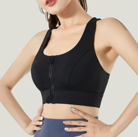 Zipper sports underwear, shockproof fitness yoga vest, bra