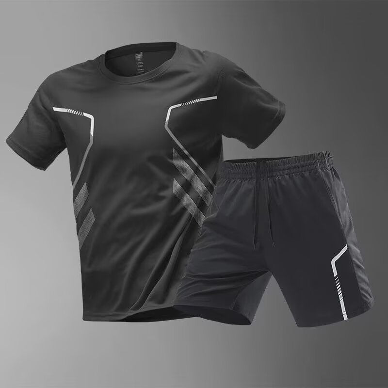 Men's ice silk quick-drying clothes fitness short sleeves and shorts