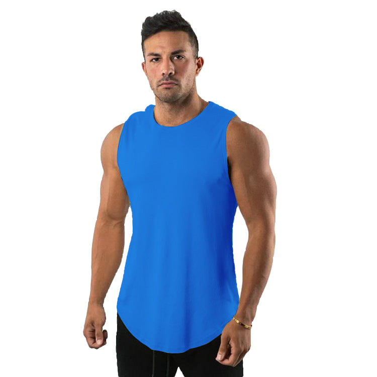 Solid-color sports fitness vest for men