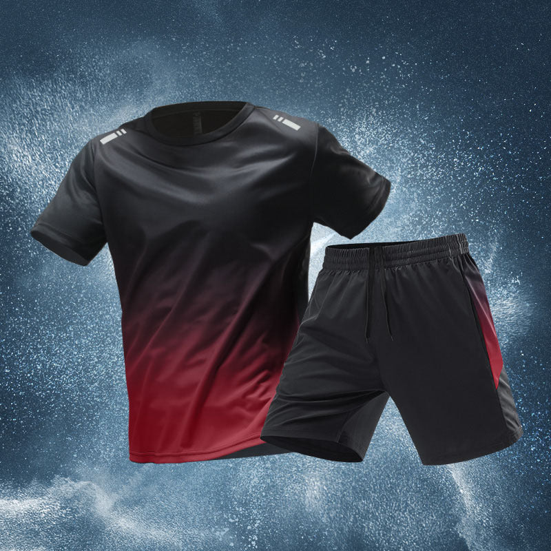 Men's ice silk quick-drying clothes fitness short sleeves and shorts