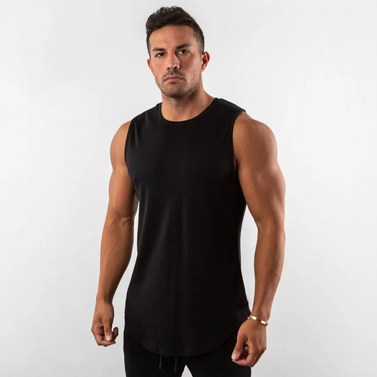 Solid-color sports fitness vest for men