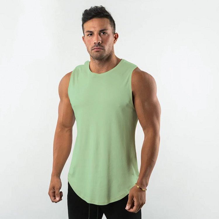 Solid-color sports fitness vest for men