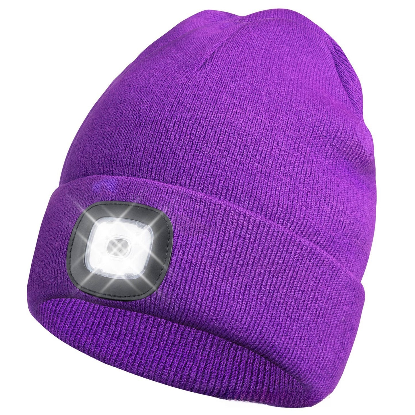 Outdoor sports LED button electronic light knitted hat