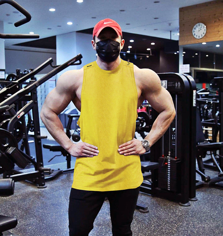 Summer sports undershirt men's loose large size quick-drying mesh undershirt thin sleeveless shoulder tops