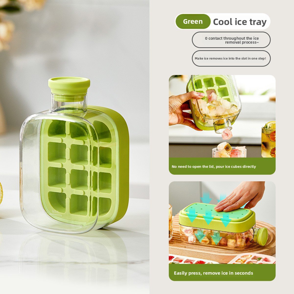 Cool Silicone Ice Tray with Straw - Multi-functional Water Bottle for Outdoor Fitness