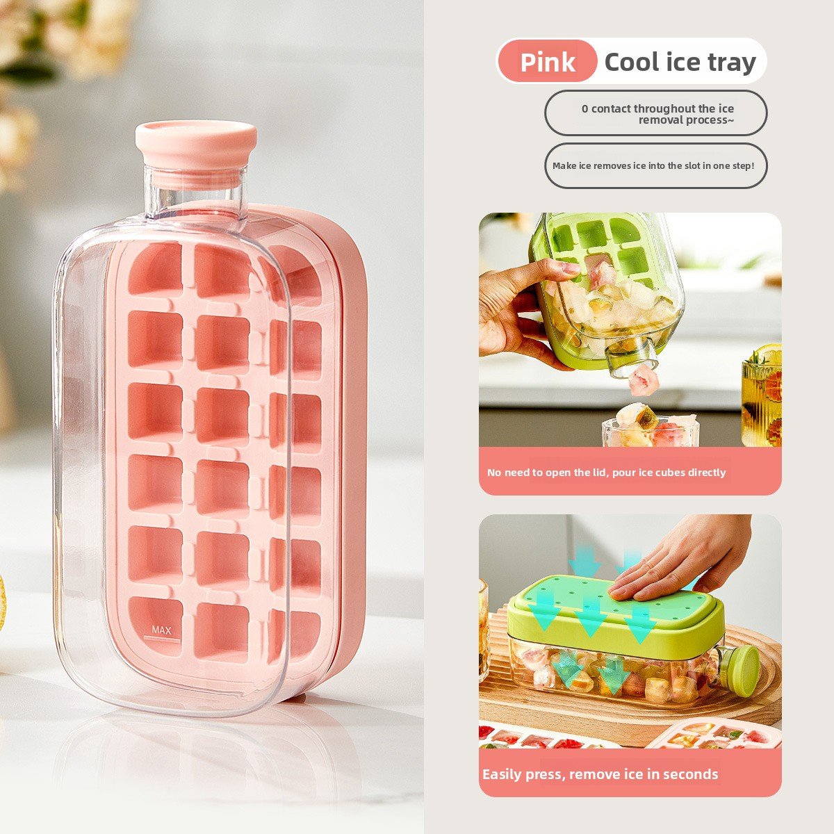 Cool Silicone Ice Tray with Straw - Multi-functional Water Bottle for Outdoor Fitness