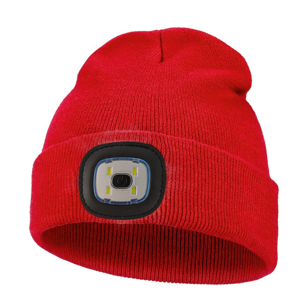Outdoor sports LED button electronic light knitted hat