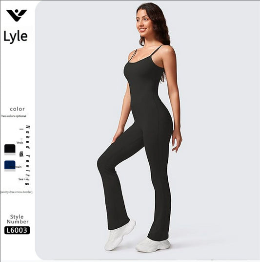 Women's Sports Fitness Jumpsuit Flared Yoga Pants