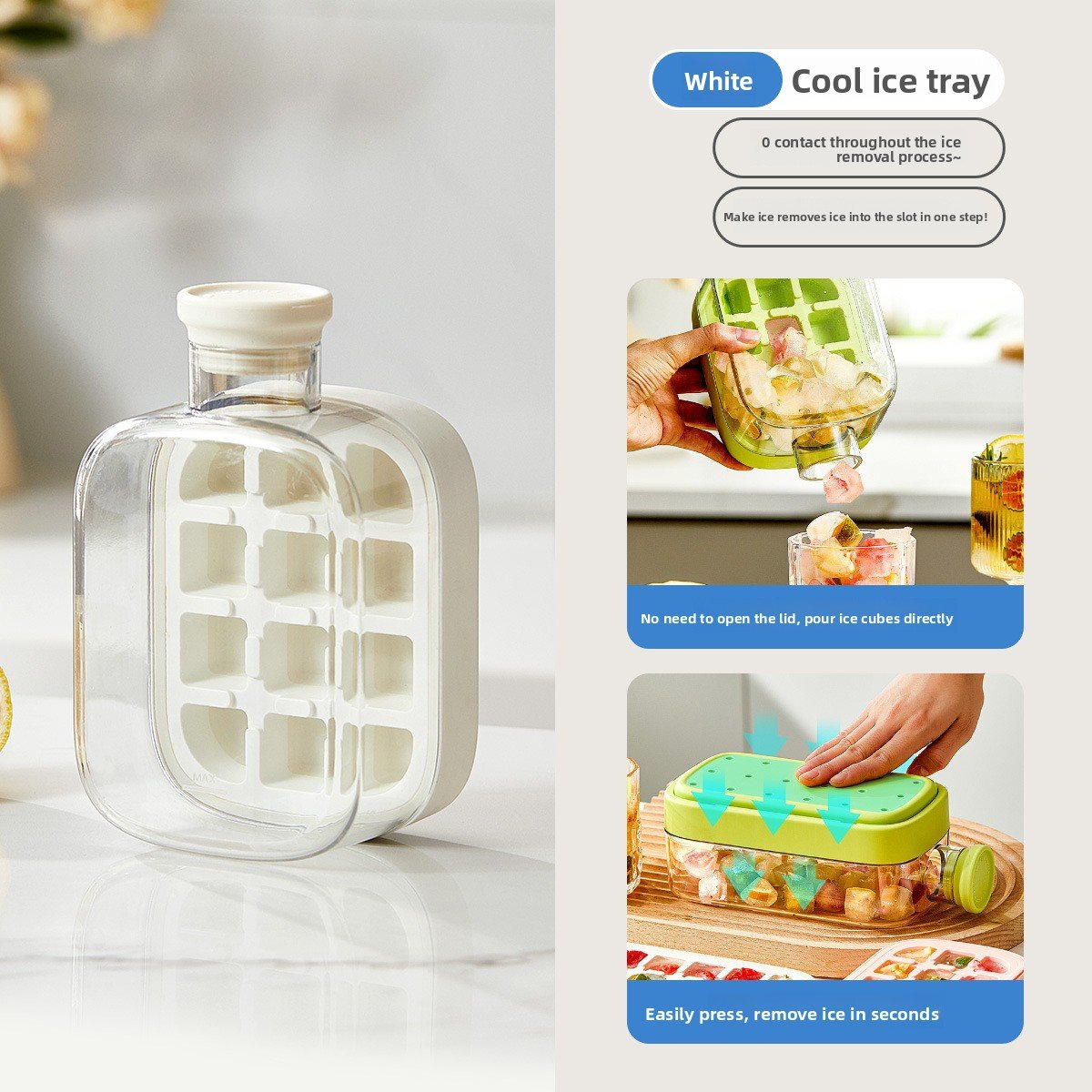 Cool Silicone Ice Tray with Straw - Multi-functional Water Bottle for Outdoor Fitness