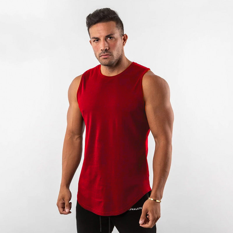Solid-color sports fitness vest for men