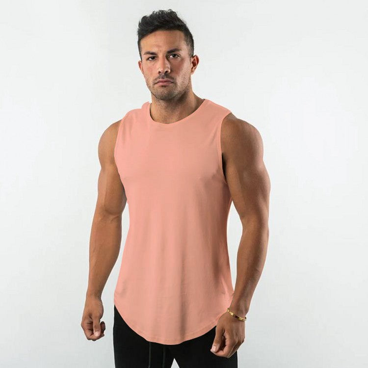 Solid-color sports fitness vest for men