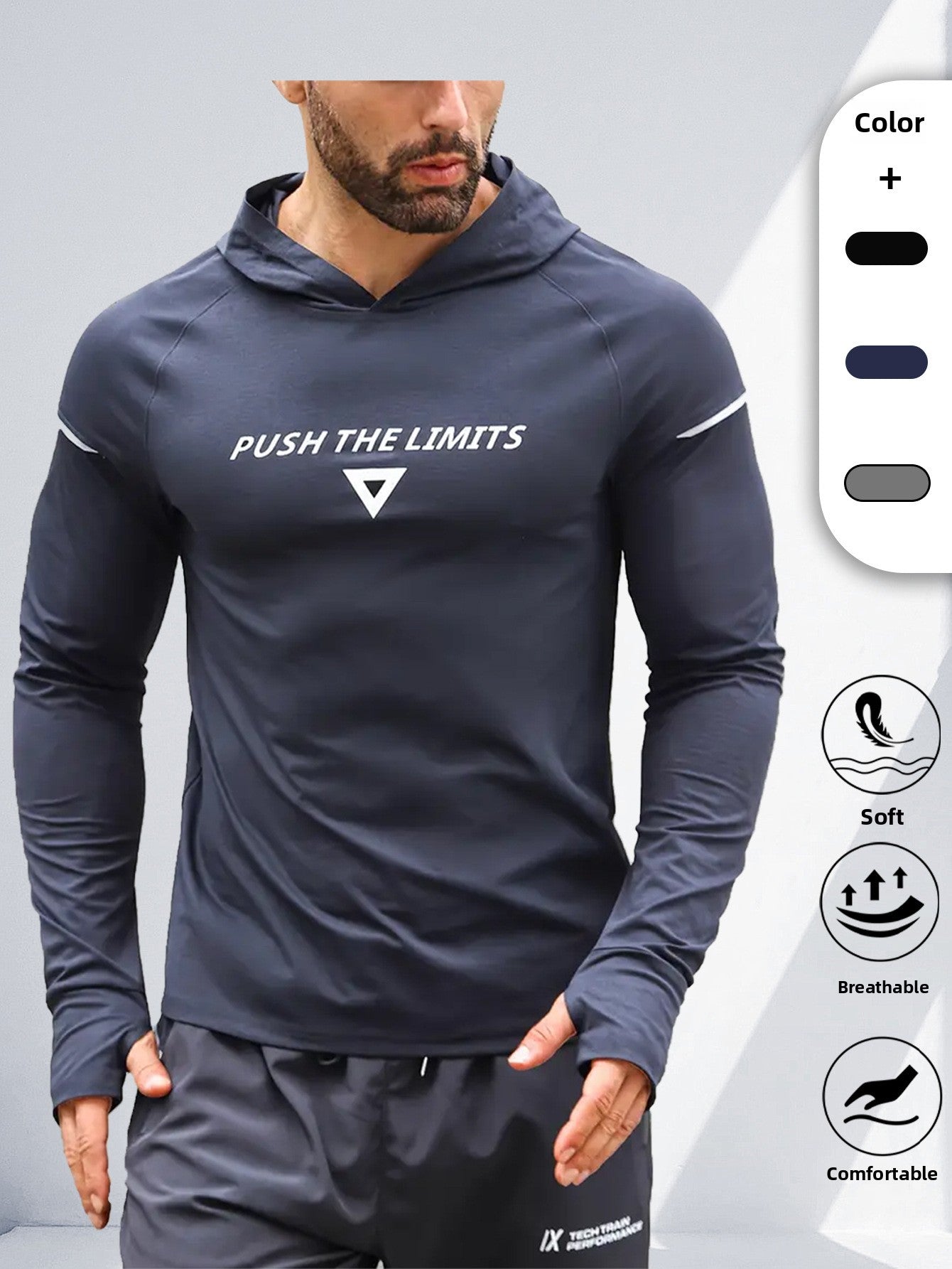 Sporting hooded printed quick-drying long-sleeved shirt