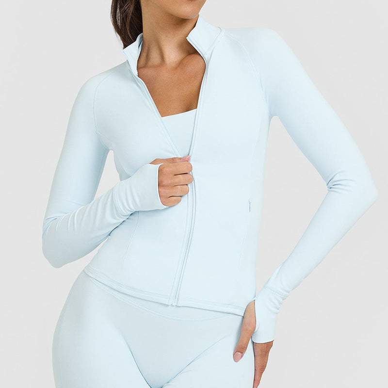 Long-sleeved, zippered jacket, cycling and fitness suit