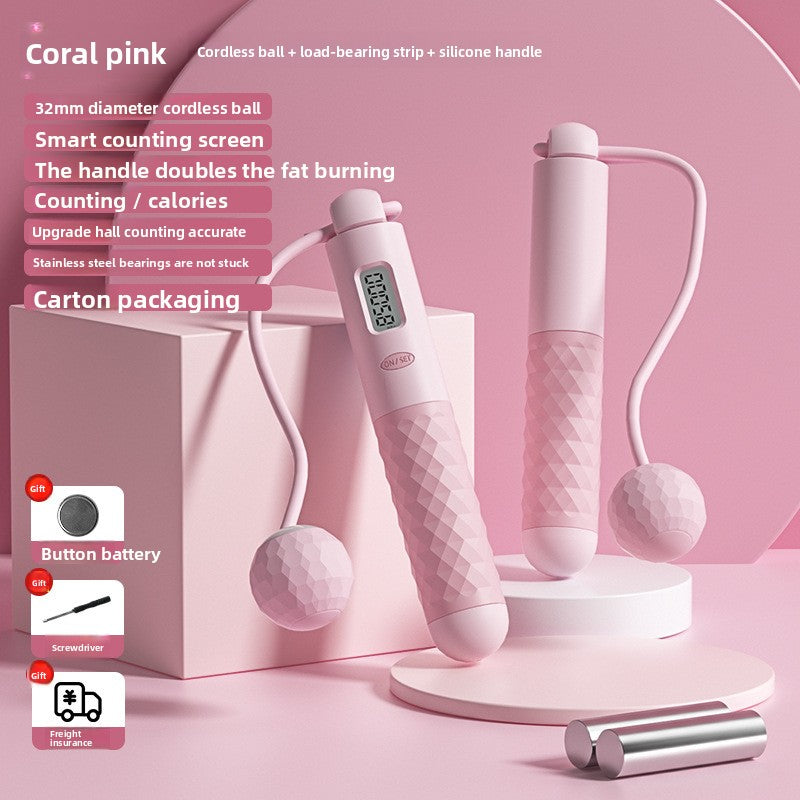 Intelligent electronic counting cordless skipping rope sports equipment