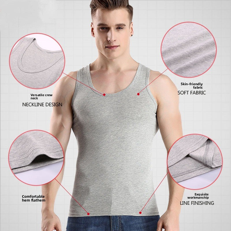 Men's Pure Cotton Sports Vest, Comfortable Fit, Breathable