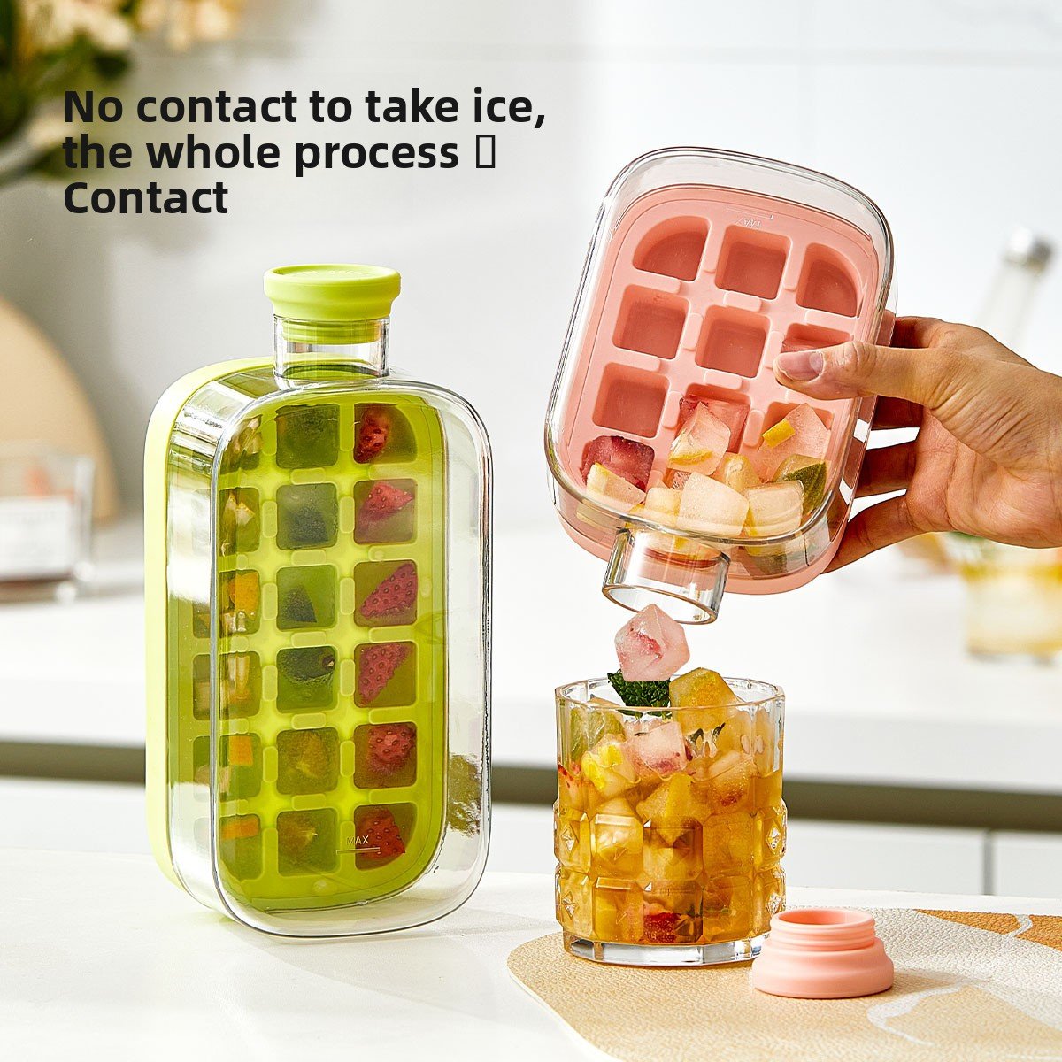 Cool Silicone Ice Tray with Straw - Multi-functional Water Bottle for Outdoor Fitness