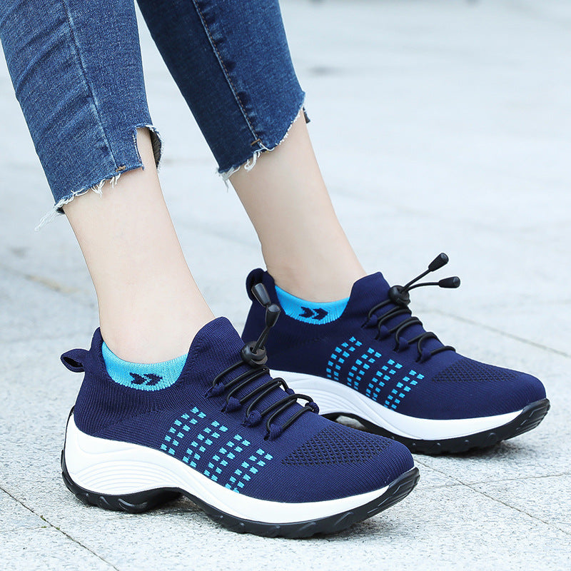 Thick-soled breathable sports shoes