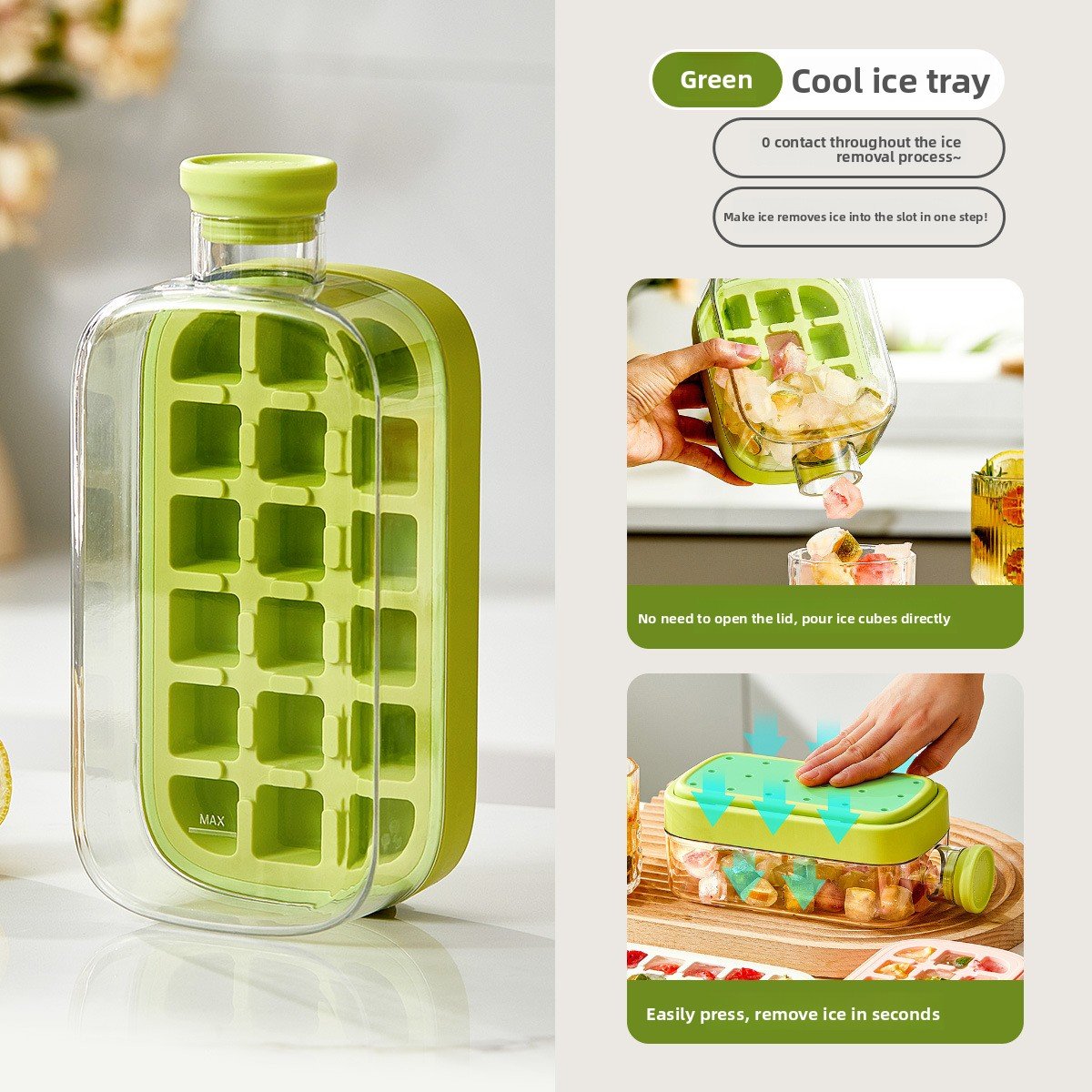 Cool Silicone Ice Tray with Straw - Multi-functional Water Bottle for Outdoor Fitness