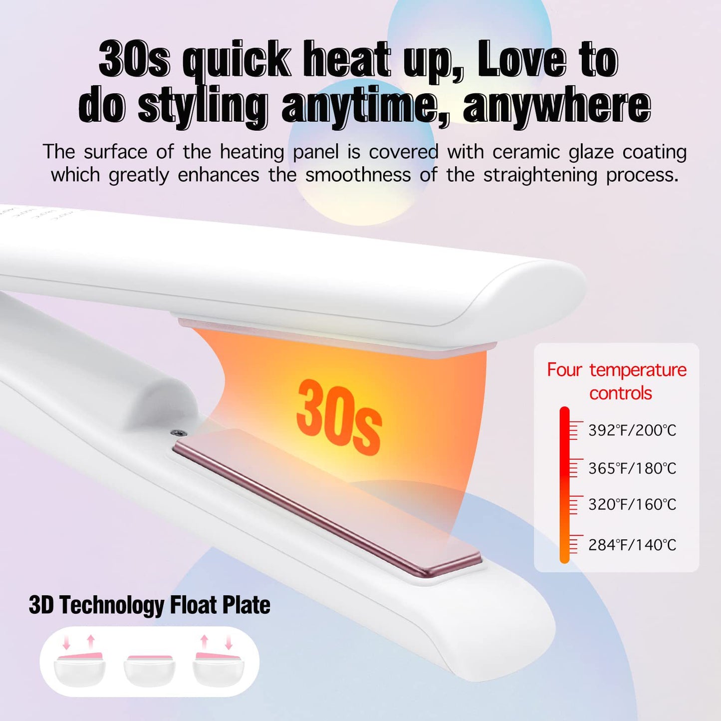 Wireless straightening device for curling hair